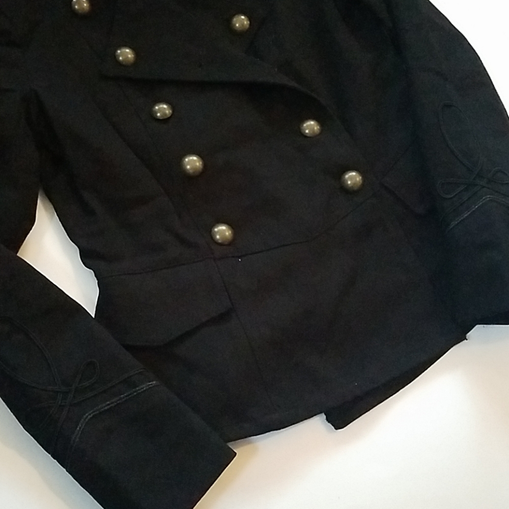 EUC black double breasted embroidered jacket - Picture 3 of 8